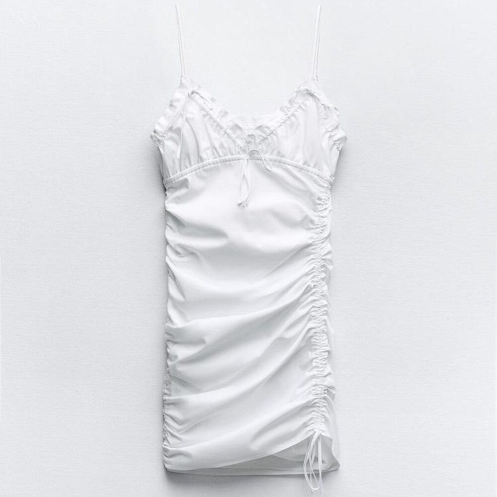 NWT ZARA RUCHED BOW TRENCH COAT DRESS